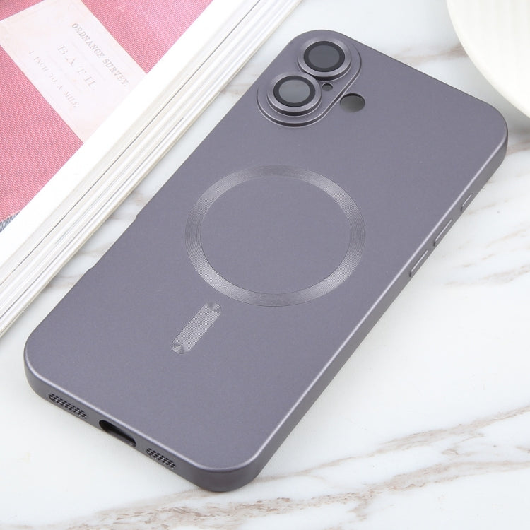 For iPhone 16 Liquid TPU Silicone Solid Color MagSafe Phone Case(Grey)