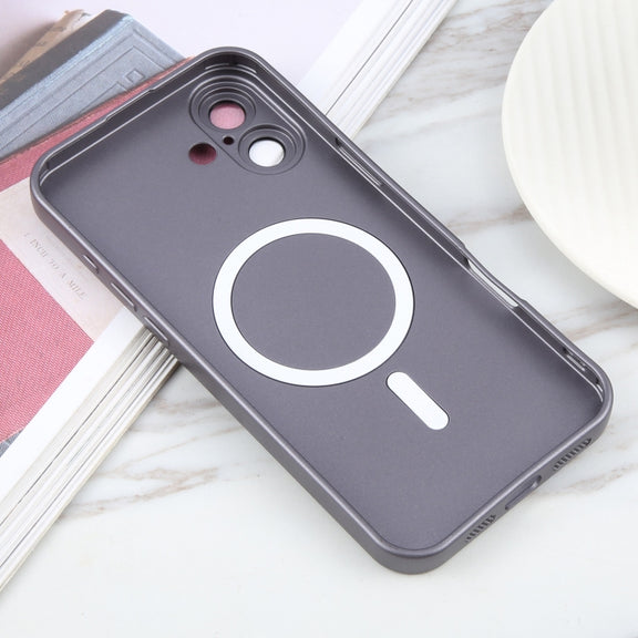 For iPhone 16 Liquid TPU Silicone Solid Color MagSafe Phone Case(Grey)