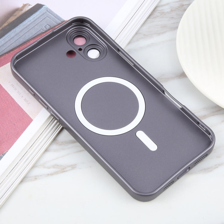 For iPhone 16 Liquid TPU Silicone Solid Color MagSafe Phone Case(Grey)