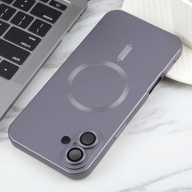 For iPhone 16 Liquid TPU Silicone Solid Color MagSafe Phone Case(Grey)