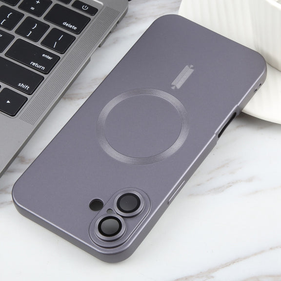 For iPhone 16 Liquid TPU Silicone Solid Color MagSafe Phone Case(Grey)