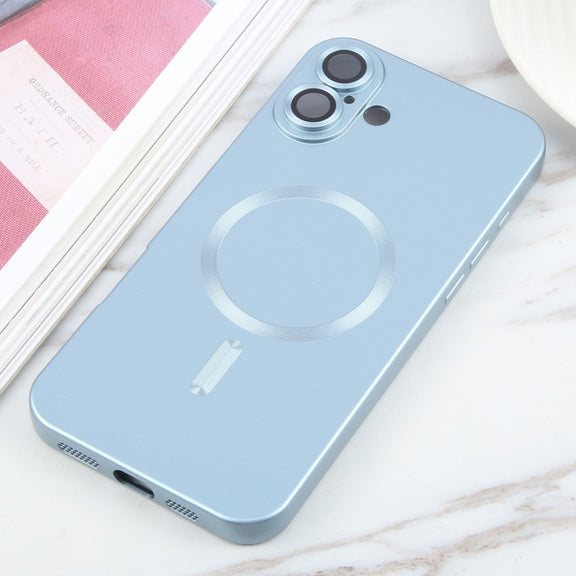 For iPhone 16 Liquid TPU Silicone Solid Color MagSafe Phone Case(Blue)