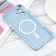For iPhone 16 Liquid TPU Silicone Solid Color MagSafe Phone Case(Blue)