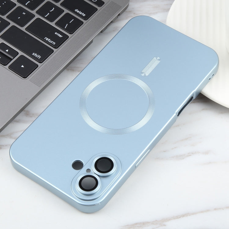 For iPhone 16 Liquid TPU Silicone Solid Color MagSafe Phone Case(Blue)