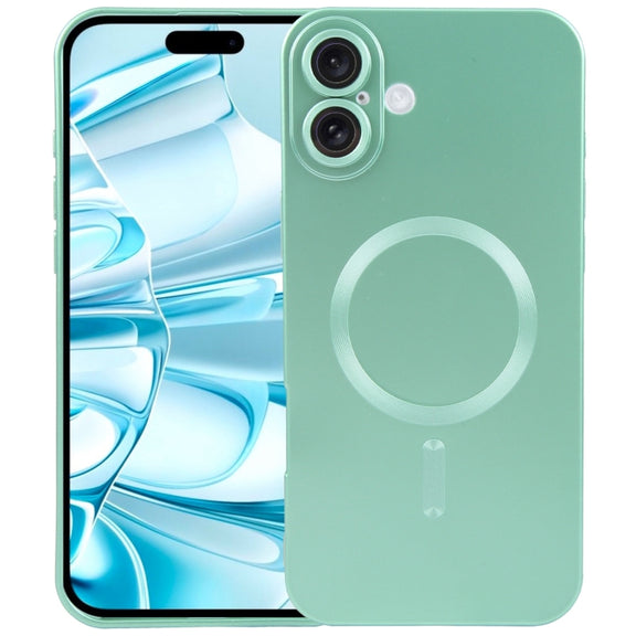 For iPhone 16 Liquid TPU Silicone Solid Color MagSafe Phone Case(Green)