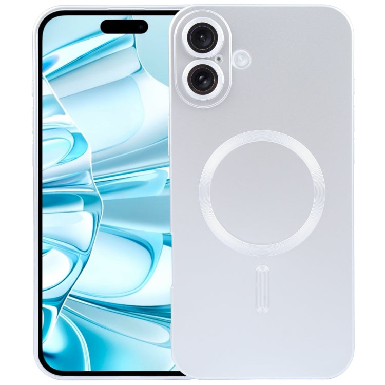 For iPhone 16 Liquid TPU Silicone Solid Color MagSafe Phone Case(Silver)