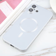 For iPhone 16 Liquid TPU Silicone Solid Color MagSafe Phone Case(Silver)