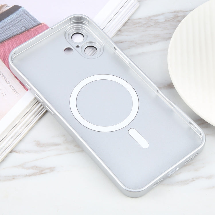 For iPhone 16 Liquid TPU Silicone Solid Color MagSafe Phone Case(Silver)