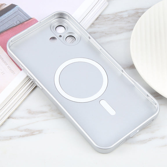For iPhone 16 Liquid TPU Silicone Solid Color MagSafe Phone Case(Silver)