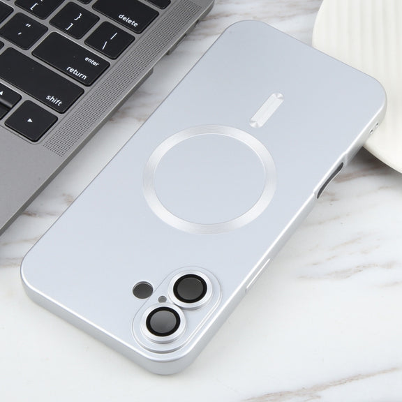 For iPhone 16 Liquid TPU Silicone Solid Color MagSafe Phone Case(Silver)