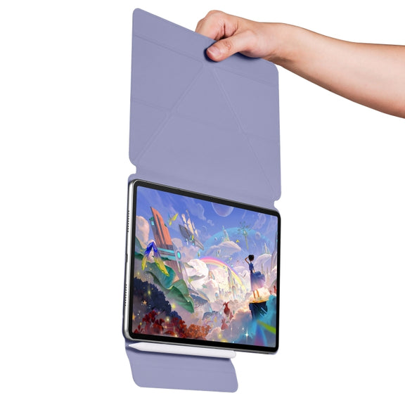 For Huawei MatePad Air 12 2024 Fixed Buckle Magnetic Deformation Leather Tablet Case(Lavender Purple)