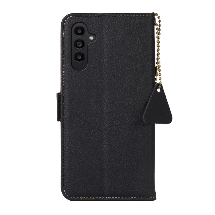 For Samsung Galaxy S24 FE 5G Side-Magnetic TJ Genuine Leather RFID Phone Case(Black)