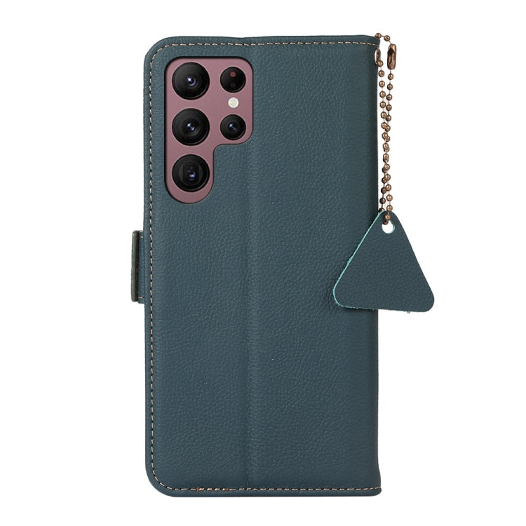For Samsung Galaxy S25 Ultra 5G Side-Magnetic TJ Genuine Leather RFID Phone Case(Green)
