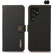For Samsung Galaxy S25 Ultra 5G KHAZNEH Custer Genuine Leather RFID Phone Case(Black)