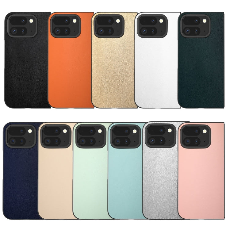 For Google Pixel 9 Pro Fold PU Leather Black Frame Full Coverage Phone Case(Black)