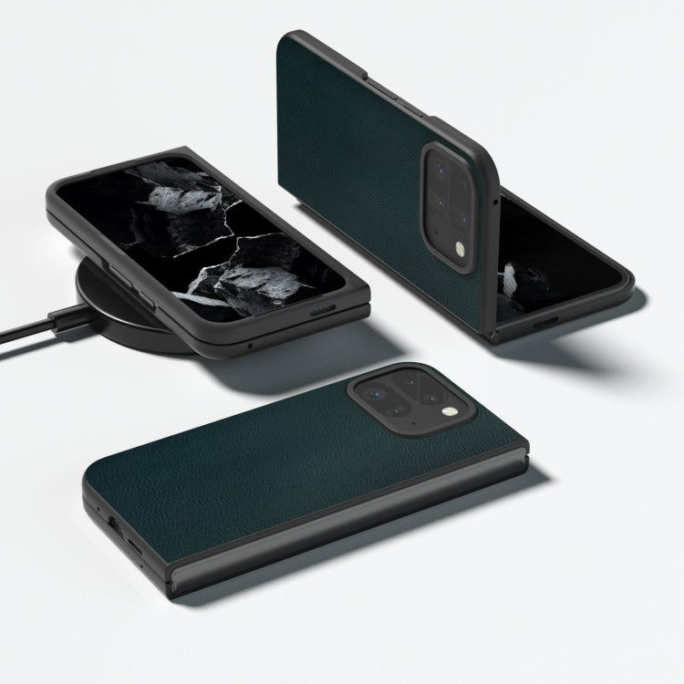 For Google Pixel 9 Pro Fold PU Leather Black Frame Full Coverage Phone Case(Green)