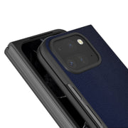 For Google Pixel 9 Pro Fold PU Leather Black Frame Full Coverage Phone Case(Dark Blue)