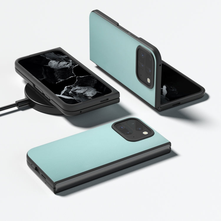 For Google Pixel 9 Pro Fold PU Leather Black Frame Full Coverage Phone Case(Light Blue)