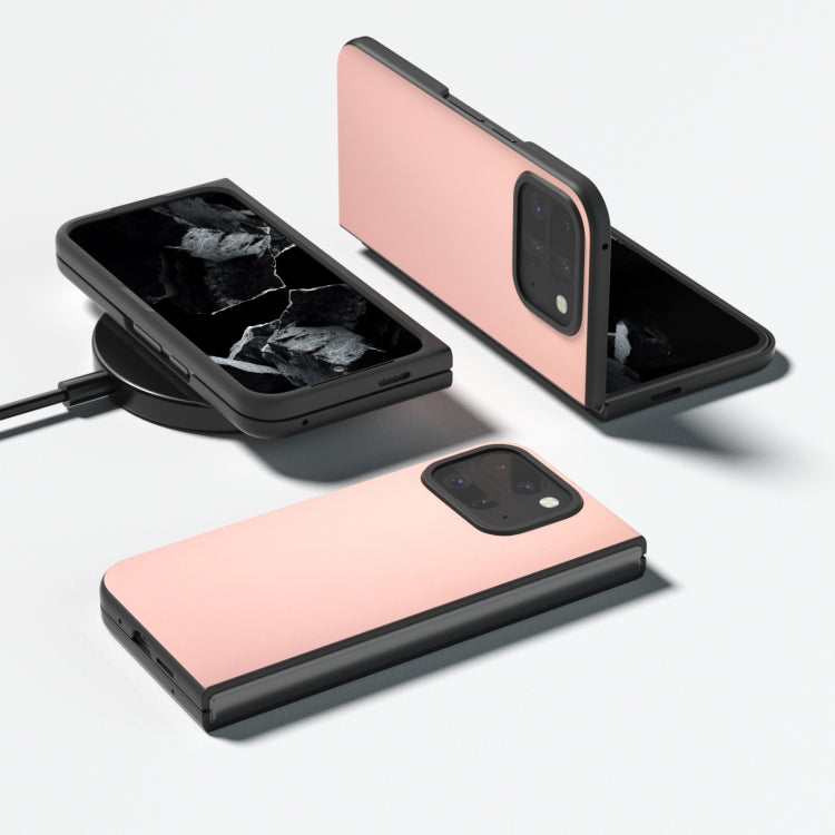 For Google Pixel 9 Pro Fold PU Leather Black Frame Full Coverage Phone Case(Light Pink)