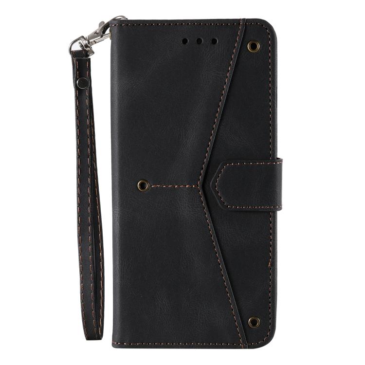 For iPhone 16e Nail Skin Feel Stitching Calf Texture Leather Phone Case(Black)