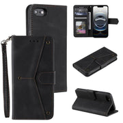 For iPhone 16e Nail Skin Feel Stitching Calf Texture Leather Phone Case(Black)