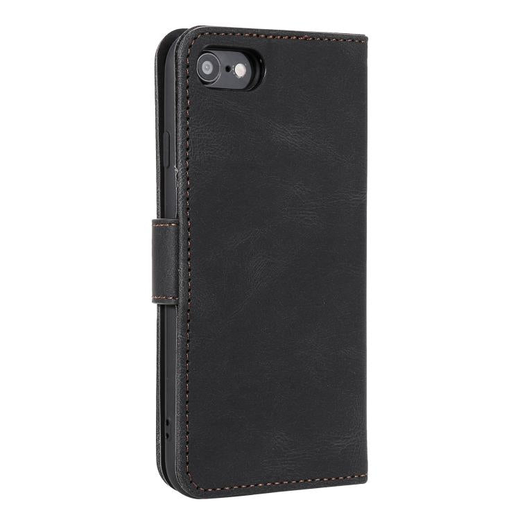 For iPhone 16e Nail Skin Feel Stitching Calf Texture Leather Phone Case(Black)