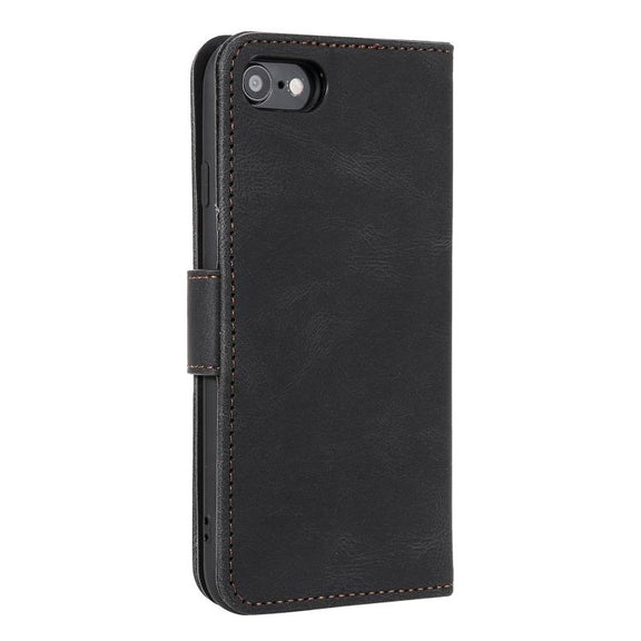 For iPhone 16e Nail Skin Feel Stitching Calf Texture Leather Phone Case(Black)