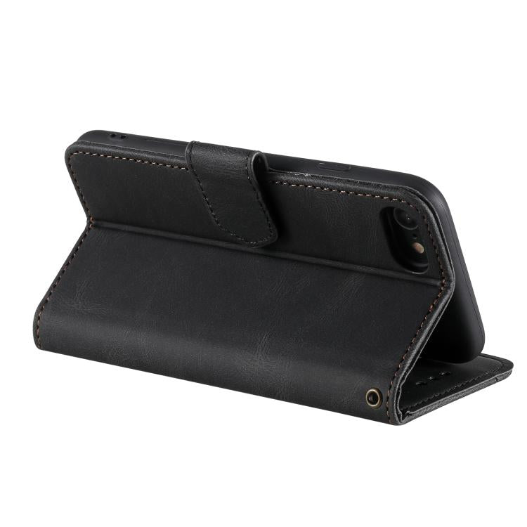 For iPhone 16e Nail Skin Feel Stitching Calf Texture Leather Phone Case(Black)