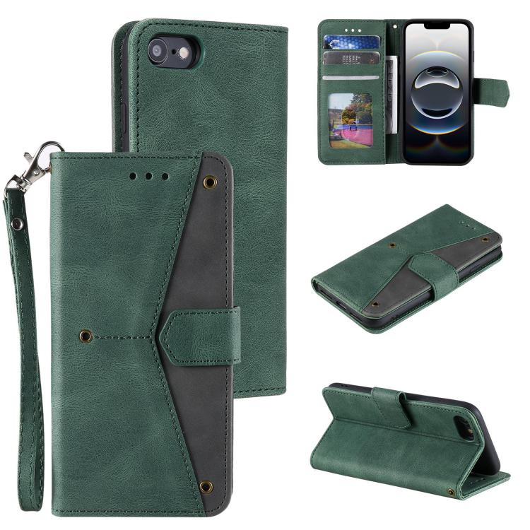 For iPhone 16e Nail Skin Feel Stitching Calf Texture Leather Phone Case(Green)