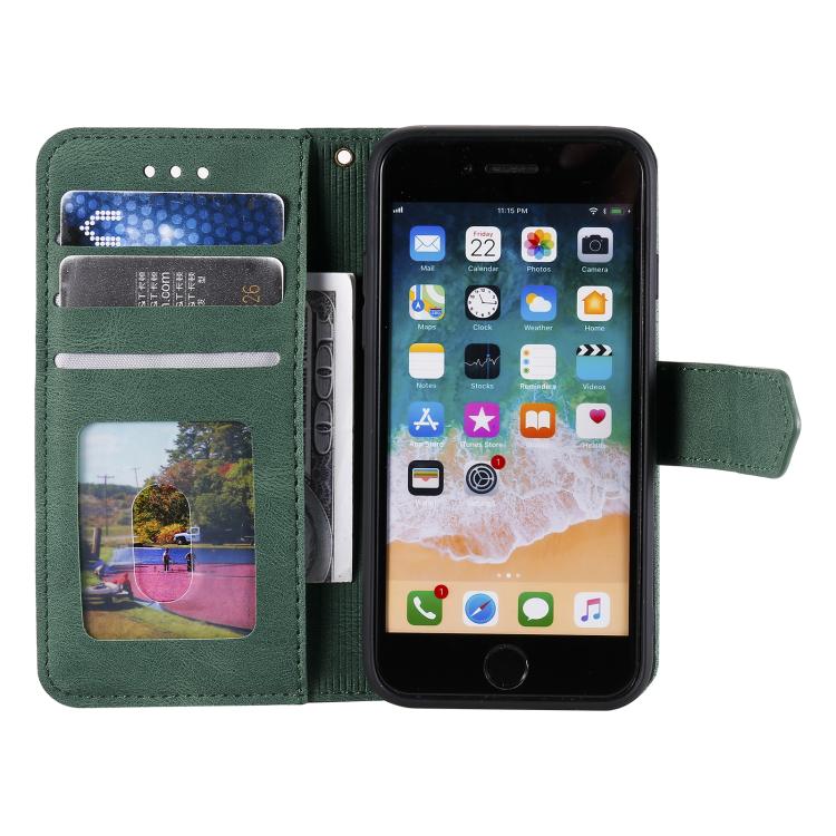 For iPhone 16e Nail Skin Feel Stitching Calf Texture Leather Phone Case(Green)