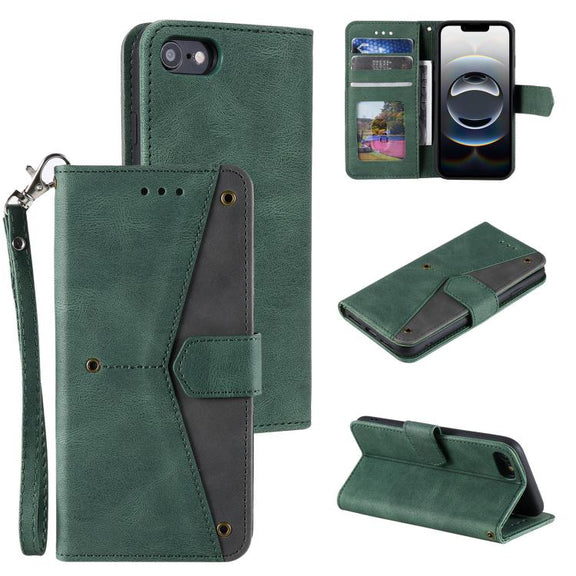 For iPhone 16e Nail Skin Feel Stitching Calf Texture Leather Phone Case(Green)