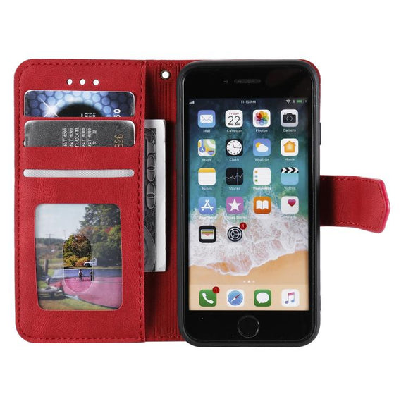 For iPhone 16e Nail Skin Feel Stitching Calf Texture Leather Phone Case(Red)