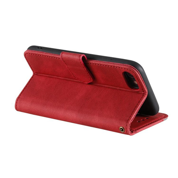 For iPhone 16e Nail Skin Feel Stitching Calf Texture Leather Phone Case(Red)