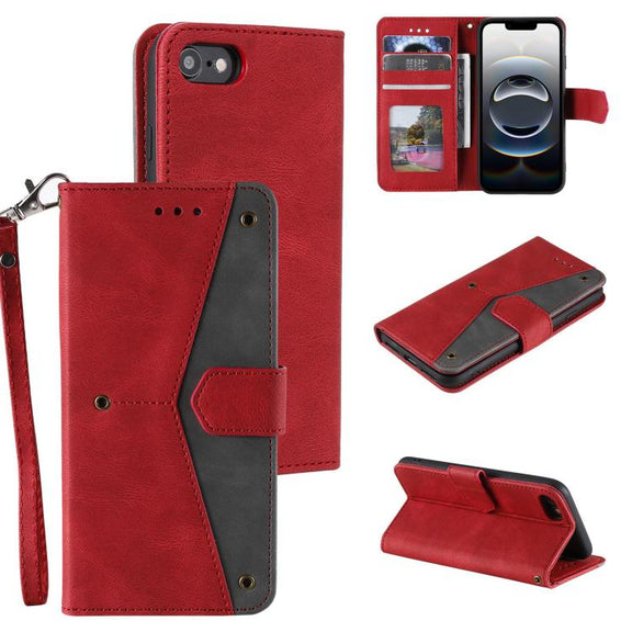 For iPhone 16e Nail Skin Feel Stitching Calf Texture Leather Phone Case(Red)