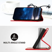 For iPhone 16 Pro YX0080 Grid Butterfly Embossed Pattern Flip Leather Phone Case with Lanyard(Red)