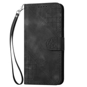 For iPhone 17 Air YX0080 Grid Butterfly Embossed Pattern Flip Leather Phone Case with Lanyard(Black)