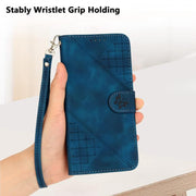 For iPhone 17 Pro Max YX0080 Grid Butterfly Embossed Pattern Flip Leather Phone Case with Lanyard(Dark Blue)
