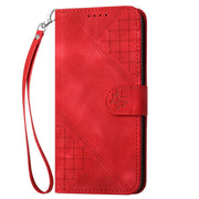 For iPhone 17 Pro Max YX0080 Grid Butterfly Embossed Pattern Flip Leather Phone Case with Lanyard(Red)