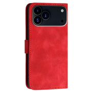 For iPhone 17 Pro Max YX0080 Grid Butterfly Embossed Pattern Flip Leather Phone Case with Lanyard(Red)