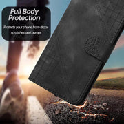 For iPhone 17 Pro Max YX0080 Grid Butterfly Embossed Pattern Flip Leather Phone Case with Lanyard(Black)