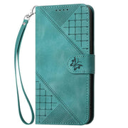 For iPhone 17 Pro Max YX0080 Grid Butterfly Embossed Pattern Flip Leather Phone Case with Lanyard(Light Blue)