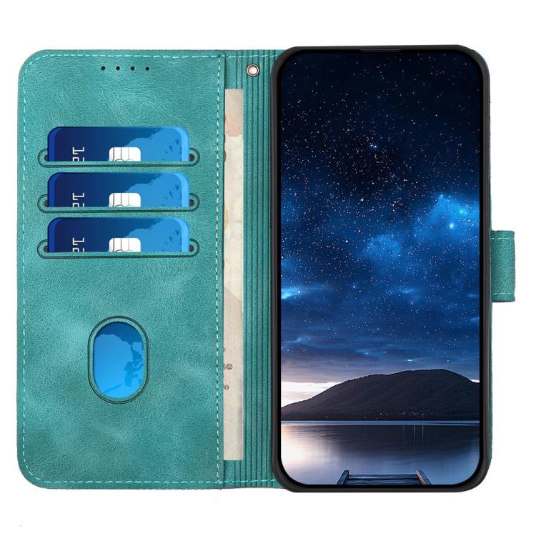 For iPhone 17 Pro Max YX0080 Grid Butterfly Embossed Pattern Flip Leather Phone Case with Lanyard(Light Blue)