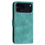 For iPhone 17 Pro YX0080 Grid Butterfly Embossed Pattern Flip Leather Phone Case with Lanyard(Light Blue)