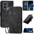 For Motorola Edge 2024 5G Global YX0080 Grid Butterfly Embossed Pattern Flip Leather Phone Case with Lanyard(Black) - Motorola Cases by PMC Jewellery | Online Shopping South Africa | PMC Jewellery | Buy Now Pay Later Mobicred
