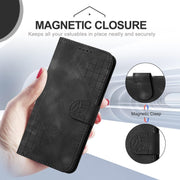 For Motorola Edge 2024 5G Global YX0080 Grid Butterfly Embossed Pattern Flip Leather Phone Case with Lanyard(Black)