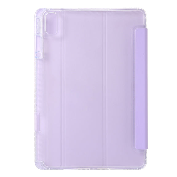 For Huawei Matepad SE 11 2024 Clear Acrylic 3-Fold Leather Tablet Case(Purple)