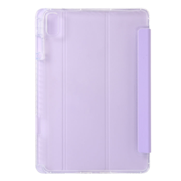 For Huawei Matepad SE 11 2024 Clear Acrylic 3-Fold Leather Tablet Case(Purple)