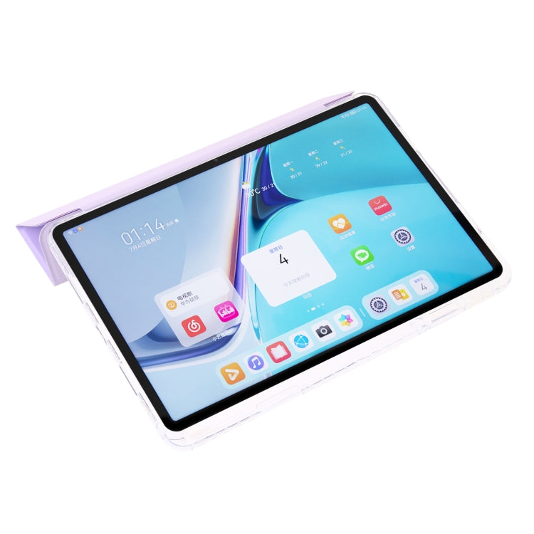 For Huawei Matepad SE 11 2024 Clear Acrylic 3-Fold Leather Tablet Case(Purple)