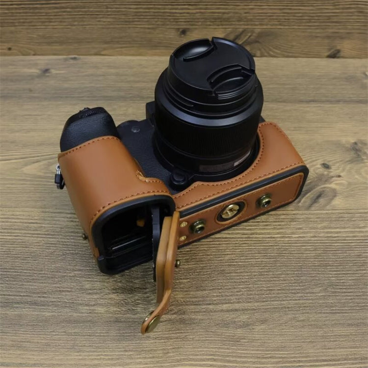 For FUJIFILM X-S20 Full Body Leather Camera Case Bag with Strap(Brown)