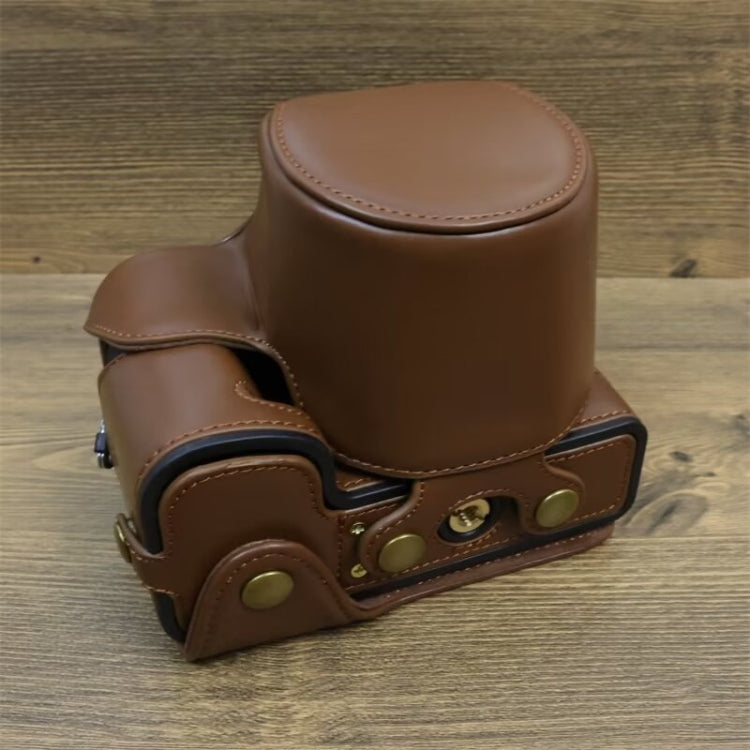 For FUJIFILM X-S20 Full Body Leather Camera Case Bag with Strap(Coffee)